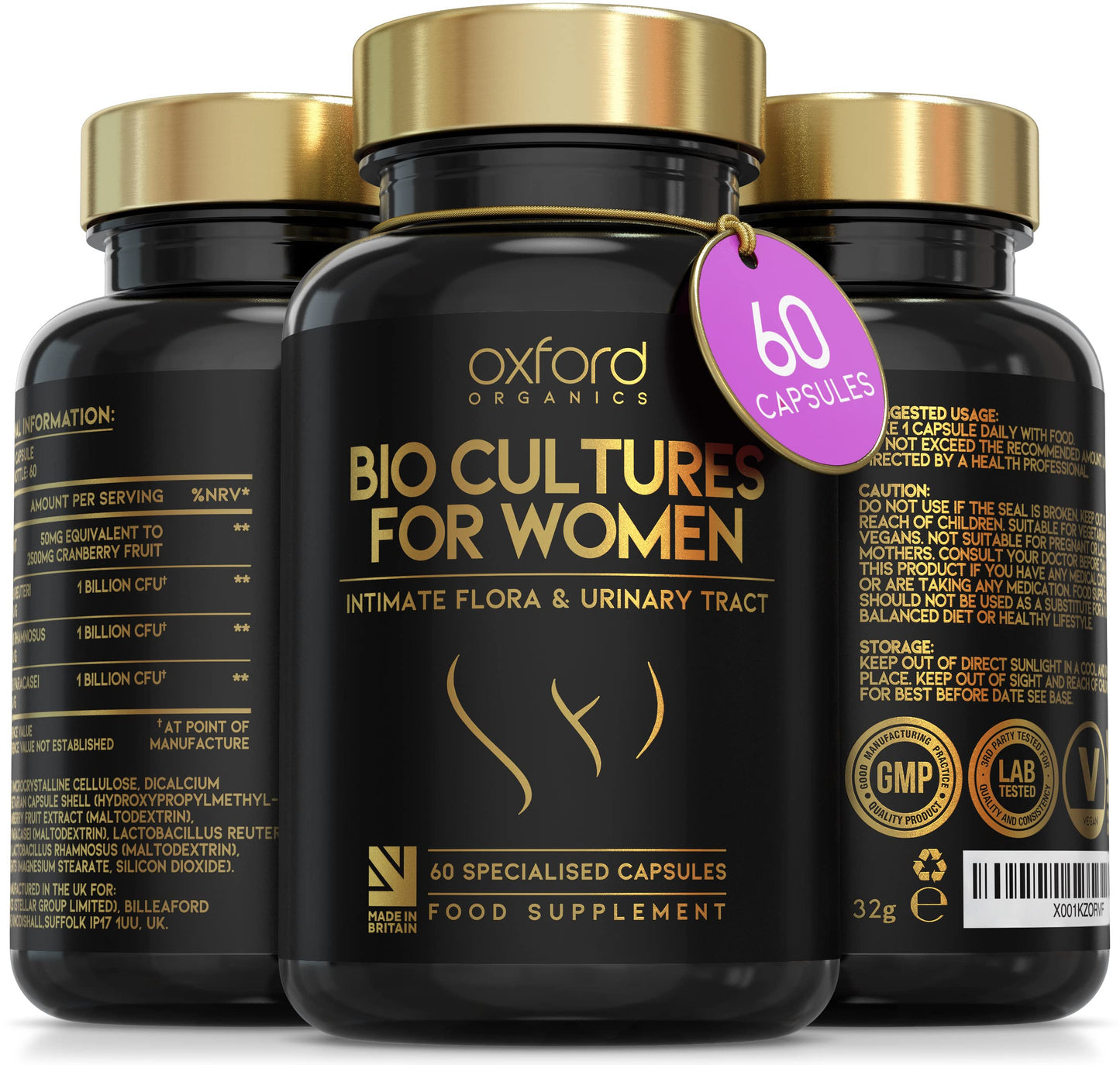 Advanced Probiotics for Women | Scientifically Formulated Vaginal Probiotics, Intimate Flora & UTI | 60 Specialised Capsules with 3 Billion Bacterial Cultures - 100 Billion CFU/g Source | Made in UK