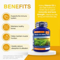 Zipvit Vitamin D3 4000IU Softgels, High Strength Vitamin D Supplement, Immune Support, 12 Months Supply, 360 Vegetarian Easy to Swallow Softgels