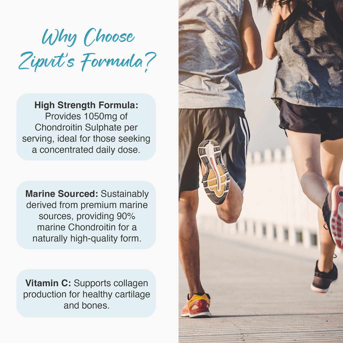 Zipvit Chondroitin Sulphate 1050mg with Vitamin C, 90 Tablets, 90% Pure Marine Chondroitin Joint Care Supplement for Women & Men