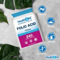 Health4All Folic Acid 1000mcg 240 Tablets, 8 Month Supply, Pregnancy & Energy Support