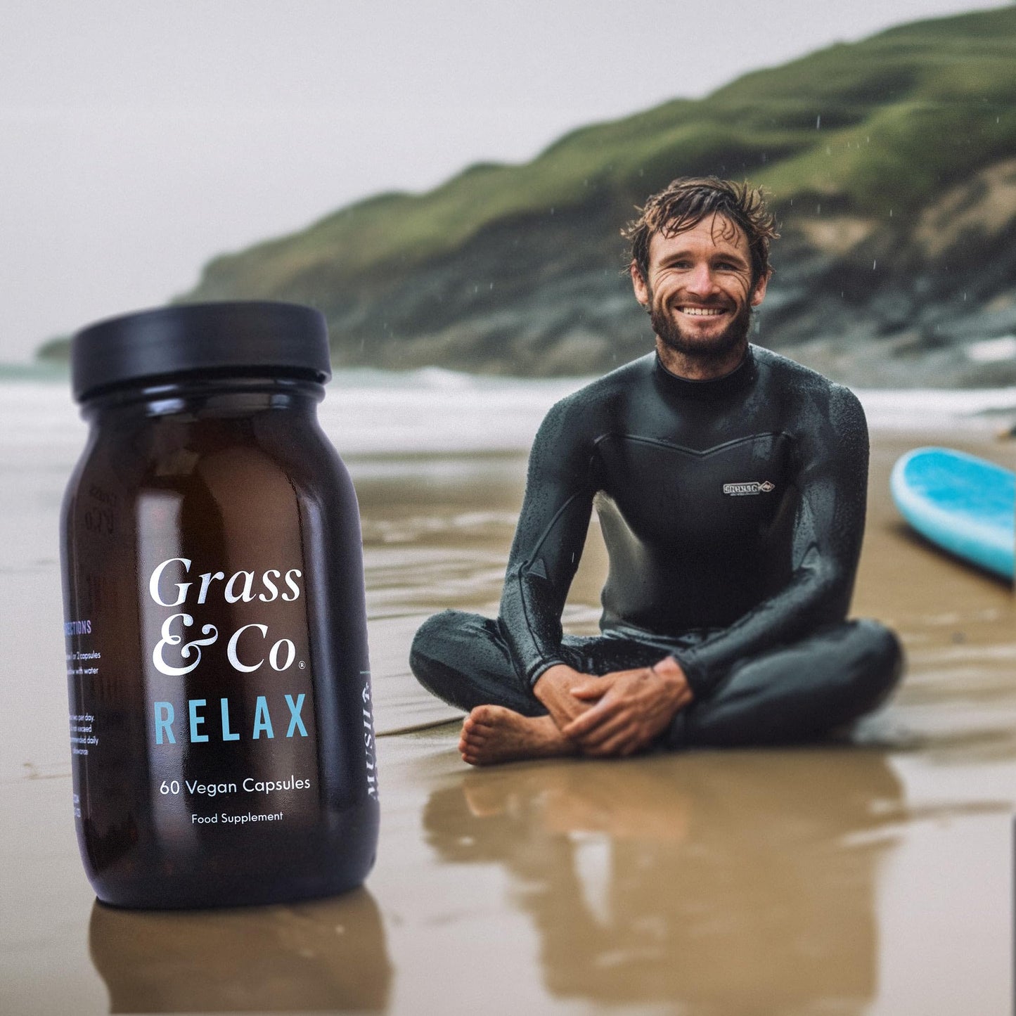 Grass & Co. Relax - 15,000mg Maitake Mushrooms with Ashwagandha | Anti-inflammatory & Immune Support Supplement | Non-GMO, Gluten-Free & Additive Free | 60 Vegan Capsules | 30 Days