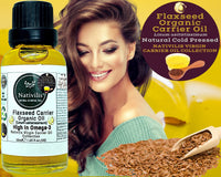 Nativilis Natural Essential Oils Nativilis Organic Flaxseed Carrier Oil (Linum usitatissimum) - linseed oil - Hair, Face & Skin - Natural Cold Pressed - High in Omega-3 - Improves Skin Smoothness – Moisturizes Dry Skin - Copaiba