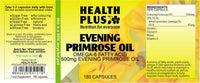 Health Plus Evening Primrose Oil 500mg Omega-6 Supplement - 180 Capsules