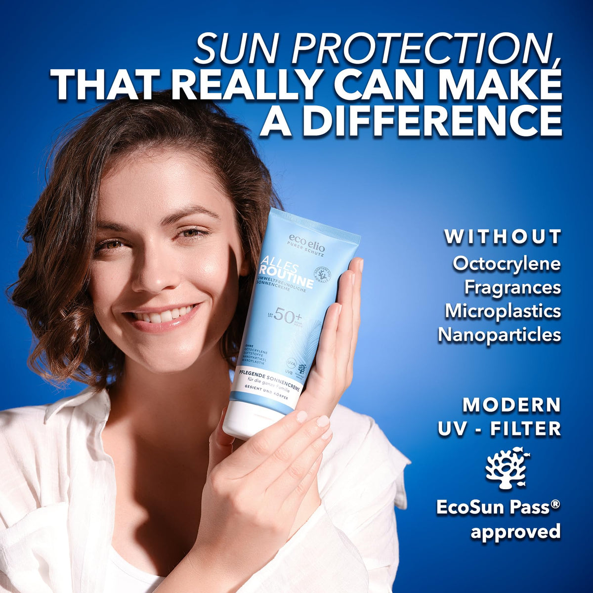 ecoelio eco elio SPF 50+ Face & Body Sunscreen – 200ml "Routine Affair" | Natural Face Sun Cream | Reef Safe, Fragrance-Free, No Octocrylene or Microplastics | Eco Skincare for Sensitive Skin I Organic