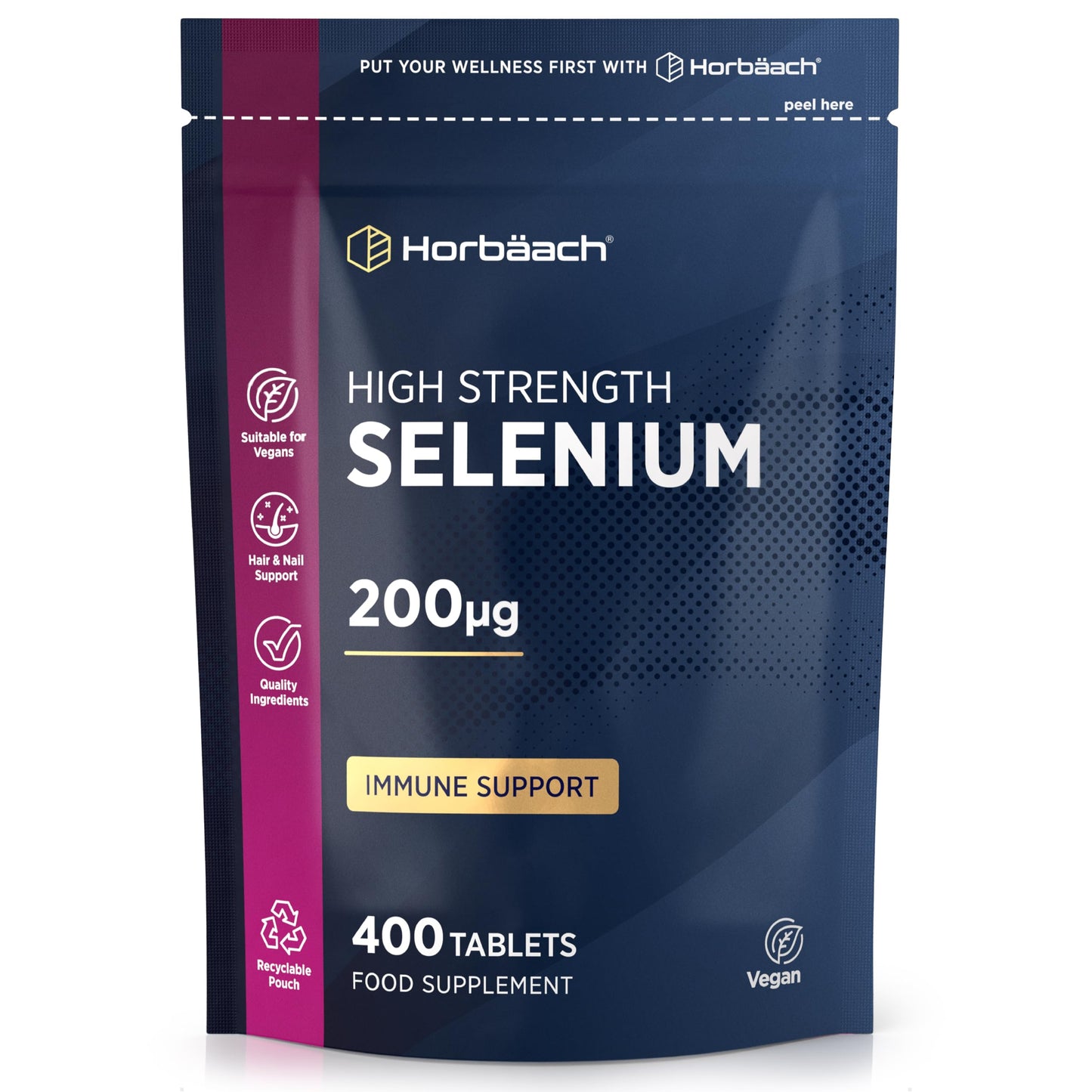 Horbäach Selenium Supplement 200mcg | 400 Days Supply (Yeast-Free) | High Strength L-Selenomethionine | 400 Tablets | Vegan & Vegetarian | by Horbaach