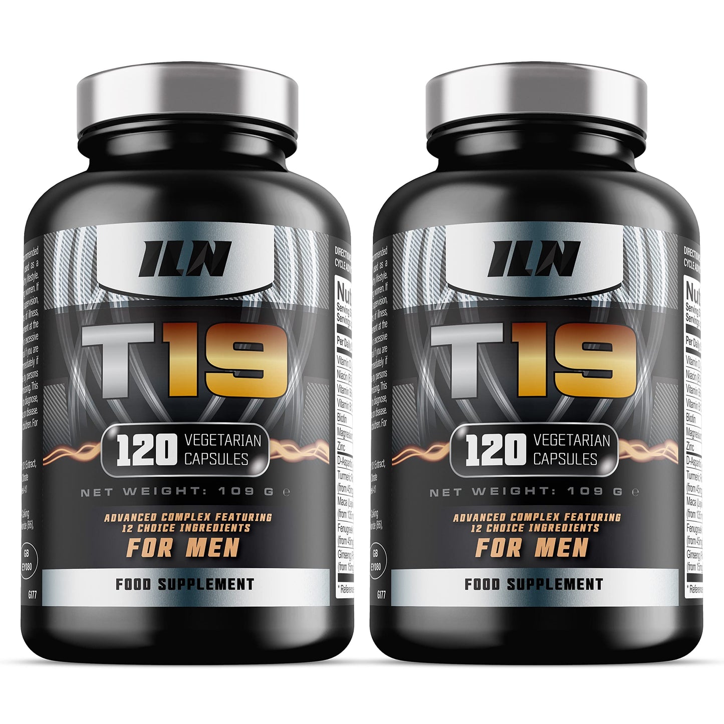 Iron Labs Nutrition T19 for Men Aged 40+ - with D-Aspartic Acid, Fenugreek and Maca - Natural Vitamin Booster for Men - Nutrient Booster (240 Vegetarian Capsules - 2 Pack)