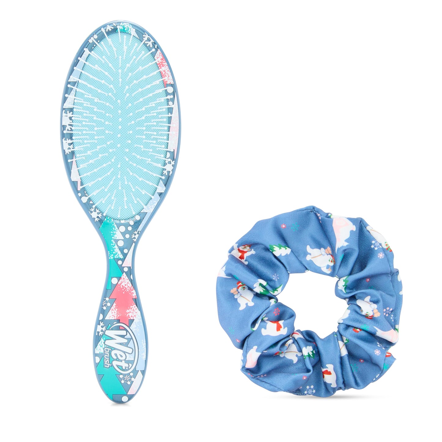 Wet Brush Festive Frosty The Snowman Orginal Detangler. Ultra Soft bristles for all hair types, 1 brush and a scrunchie with every festive brush gift set