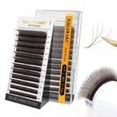 NAGARAKU Dark Brown 4D Lashes，W Shape Eyelash Extensions 0.07mm C Curl 8-15mm Mix Volume Lashes Hand Woven Long Stem Matte Black Premade Fans 4 Tips False Eyelash