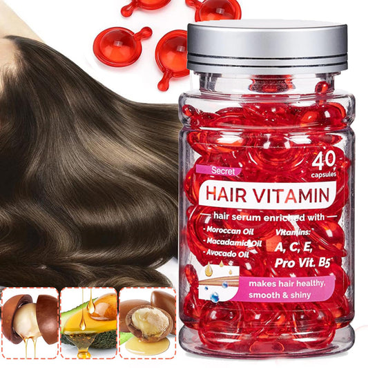 ZhongShuang 40 Pcs Hair Vitamin Serum Capsule Hair Vitamins Hair Serum, Enriched with Moroccan Oil, Macadamia Oil, Avocado Oil Makes Hair Smooth and Shiny