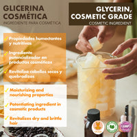 100 ml - Oral and cosmetic glycerine, Purity +98% (Vegetal glycerine). Edible glycerine, cosmetic, skin, hair. Natural glycerine.