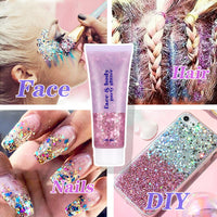 Dacitiery 3Pcs Body Glitter Gel Kit, 50ml Mermaid Sequins Chunky Glitter Liquid Gel for Face, Body, Eye, Hair, Nail DIY Art Festival Party Makeup Decoration