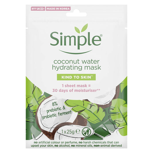 Simple Kind to Skin Hydrating Coconut Water Cruelty-free and Vegan Sheet Mask for Sensitive Skin 1 Pc