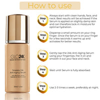GLO24K UNLEASH THE POWER OF GOLD GLO24K 24k Gold Anti-Aging Serum with Vitamins C and E