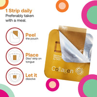 OQO Diso Collagen Supplements for Women & Men with Biotin (1000mcg), Box of 30 Oral Dissolvable Strips for Fast Absorption Skin Care, Joint Support, Sugar-Free, (Mixed Berry Flavour)