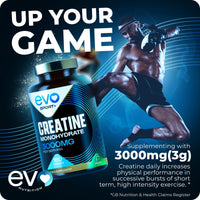 EVO NUTRITION EVO Nutrition Creatine Monohydrate 3000mg, 180 Unflavoured Tablets