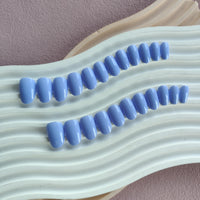 SXVME Light Blue Short Press-on Nails - Simple Acrylic Oval Almond Fake Nails, Solid Gel Full Cover for Daily Wear