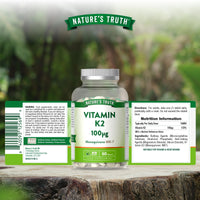 Nature's Truth Vitamin K2 MK-7 100ug | 60 Vegan Tablets | Menaquinone MK-7