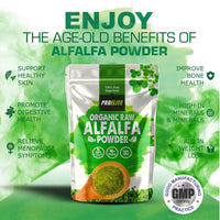 Organic Alfalfa Powder 500g Support Energy and Stress, Vegan Keto Green Superfood Supergreen Raw Natural Alfalfa Powder Juice Shots PROELITE