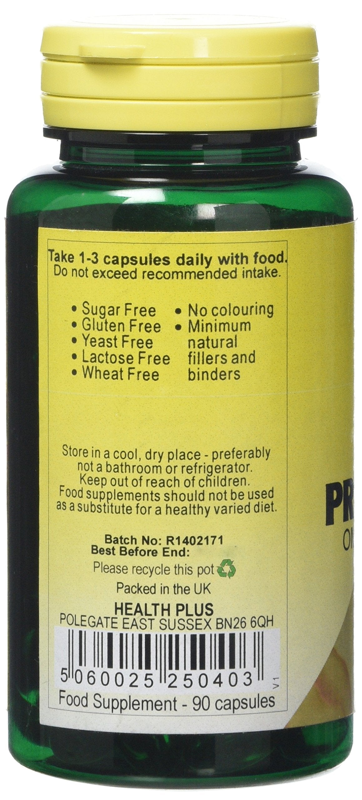 Health Plus Evening Primrose Oil 500mg (9% GLA) : Omega-6 Supplement - 90 Capsules, in a planet-friendly 99% recycled pot