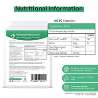 fmula+ Saccharomyces Boulardii Supplement | 5 Billion CFU Yeast Probiotic Capsules with Vitamin D3, Olive Leaf & Biotin for Gut Balance & Immune Support | No Refrigeration Required | UK Made | 90 Capsules
