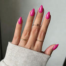 SXVME Hot Pink Press on Nails Short Almond Shaped, 30 Pcs Thick Short False Nails Press ons Natural Acrylic Fake Nails Custom Solid Color Medium Press-ons Natural Fit For Women Daily Wear