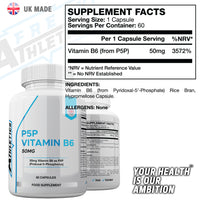 Freak Athletics Vitamin B6 P5P 50mg - Activated Vitamin B6 - Pyridoxal-5'-Phosphate Tiredness and Fatigue Supplement - 60 Capsules