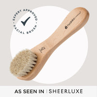 Hydrea London Face Brush - Natural Bristle Dry Facial Cleansing Skin Exfoliator, Gentle Scrub & Exfoliating, Helps Lymphatic Flow – FSC® Certified Beechwood.