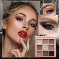 LYNTYAOU Smoky Eyeshadow Palettes Black Silver Pink Eye Shadow Palette, Cool Make-Up Palettes Shimmer for Women Glitter Make up Set, 9 Colour Long Lasting Highly Pigmented Eyeshadow Palette Gift with Brush
