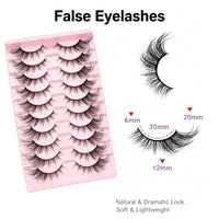 KANGSIT Eyelashes Faux Mink Fox Eye Natural Looking Russian Lashes Strip D Curly Fluffy Multi-layers Eyelash Wispy Cat Eye Lash Pack 10 Pairs (3DMAO-3)
