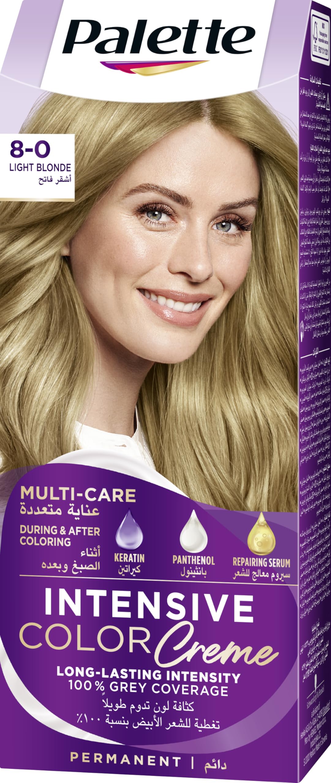 Schwarzkopf Palette Intensive Hair Colour Cream With Liquid Keratin - 8-0 Light Blonde Blonde 100 ML