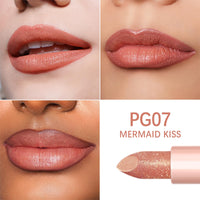 Oulac Peach Shimmer Lipstick for Women-Moisture Tinted Lip Balm for Dry Lips, Glitter Surface, Creamy Formula, Hydrating & Smooth, Infused with Shea Butter, Vegan, Clean Beauty(PG07) Mermaid Kiss