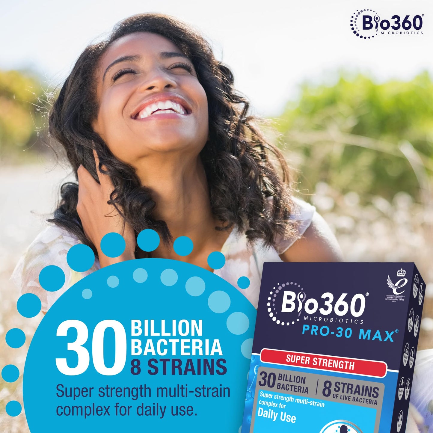 Natures Aid Bio360 Pro-30 Max – 30 Billion CFU Probiotic – Supports Gut Health, Immunity & Digestion – Vegan, Gluten-Free, Non-GMO, High Strength Live Cultures for Gut Digestion Health - 60 Capsules