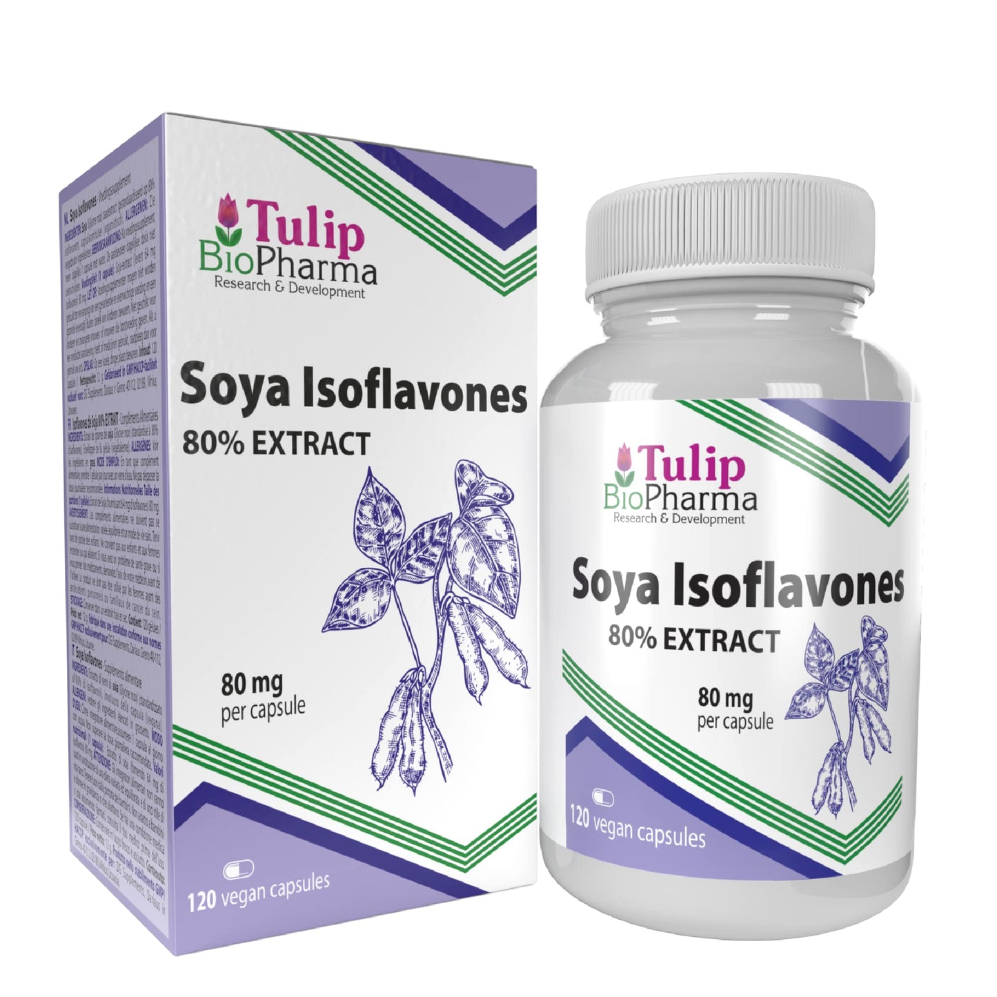 SOYA Isoflavones 80% Extract 120 Capsules, 3rd Party Lab Tested, High Strength Supplement, Gluten and GMO Free