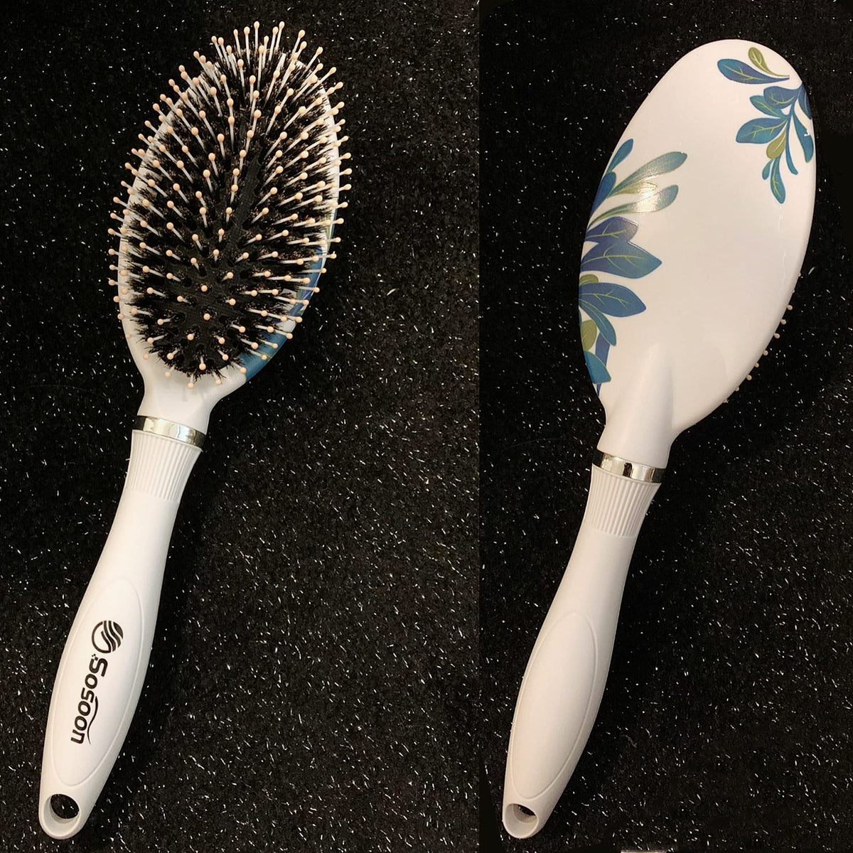 Sosoon Hair Brush, Boar Bristle Paddle Hairbrush for Long, Thick, Curly, Wavy, Dry or Damaged Hair, Reducing Hair Breakage and Frizzy, No More Tangle