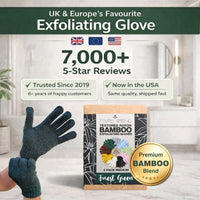 Temple Spring Exfoliating Glove, Carbonized Rayon Bamboo Body Scrubber, Loofah Exfoliating Mitt, Shower Scrubber Wash Cloth, Body Exfoliator Scrub, Loofa Shower Gloves Bath Sponge - Forest Green