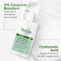 Simple Replenishing Cream Face Cleanser Suitable For Even The Most Sensitive Skin Cream Cleanser with 11% Ceramide Boosters and Hyaluronic Acid 240 ml