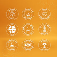 Health Edge Formulas Collagen Gummies - High Strength - for Skin, Hair, Nails, Bones, Muscles & Joints. Hydrolysed Collagen Peptides - Natural Orange Flavour, No Additives or Preservatives