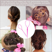 SIYUPU 2pcs Ponytail Pull Through Hair Hoop Tool, Braiding Tool topsy tail hair tool, Hair Pull Through Tool, Pony Tail Hair Tool, Hair Braiding Tools Hair Looping Tool Styling Maker For Women Girls(Pink)