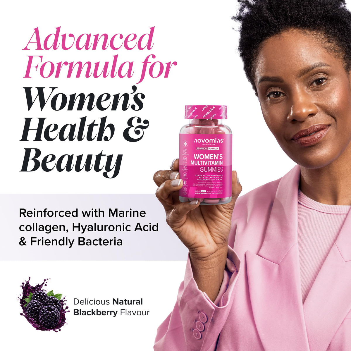 novomins Multivitamin Gummies for Women | Collagen, 2 Million CFU | Novomins