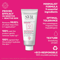 SVR SENSIFINE Soothing Balm-In-Oil Face Cleanser/Makeup Remover with Coconut Oil and Shea Butter for Sensitive, Intolerant, Reactive Skin, 9 Ingredient Minimalist Formula, 100ml