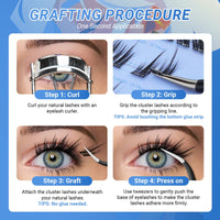 NAGARAKU Pre Glued Cluster Lashes 96 Pcs No Glue Needed Press-on Pre-bond Eyelashes Reusable Self Adhesive DIY Lashes Fox Style (SA-10,0.07mm C Curl 10-14mm)
