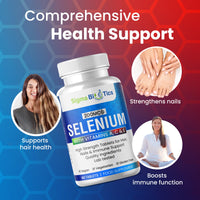 SigmaBiotics Selenium with Vitamins A, C & E - Promotes Healthy Hair, Skin & Nails - Supports The Immune System - Superior Absorption Formula - Vegan and Gluten Free - 60 Tablets