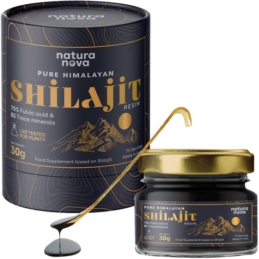 NaturaNova Pure Himalayan Shilajit Resin - 100% Natural | Clinically Studied Shilajit | 70 Servings for Energy Boost, Immune Support, 75%+ Fulvic Acid | Ayurvedic Supplement with 80+ Trace Minerals