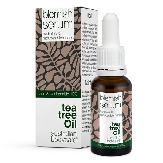 Niacinamide Serum 10% + 1% Zinc - 30 ml | With Natural Tea Tree Oil | For Pimples, blackheads and blemishes | Ensures a healthy skin tone, smaller pores and a smooth skin | Suitable for all skin types