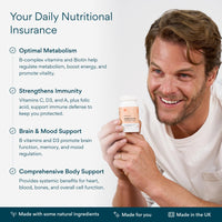 Bettervits Multivitamin, 14 Nutrients with Vitamin D, K2 & Biotin, 60 Caps