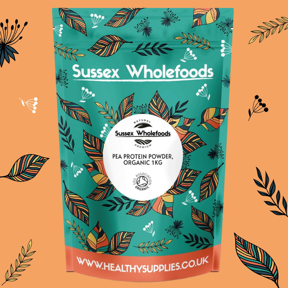 Sussex Wholefoods Organic Pea Protein Powder 500g - Plant-Based, High Protein & Ideal for Shakes & Baking