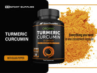 SS Sport Supplies Organic Turmeric Capsules High Strength and Black Pepper with Active Curcumin with Ginger 1380mg - Advanced Tumeric - Each 120 Veg Capsule is Organic (2 Capsules per Serving)