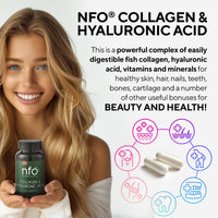 NFO Collagen & Hyaluronic Acid [120 Capsules] Natural High-Dose Complex of Fish Collagen, Hyaluronic Acid, Vitamin C, Biotin, Zinc for Healthy Skin, Hair, Nails, Teeth, Made in Finland
