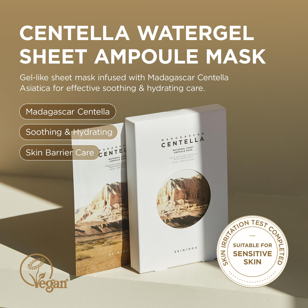 SKIN1004 Madagascar Centella Watergel Sheet Ampoule Mask 25ml 5Pack, K-Beauty