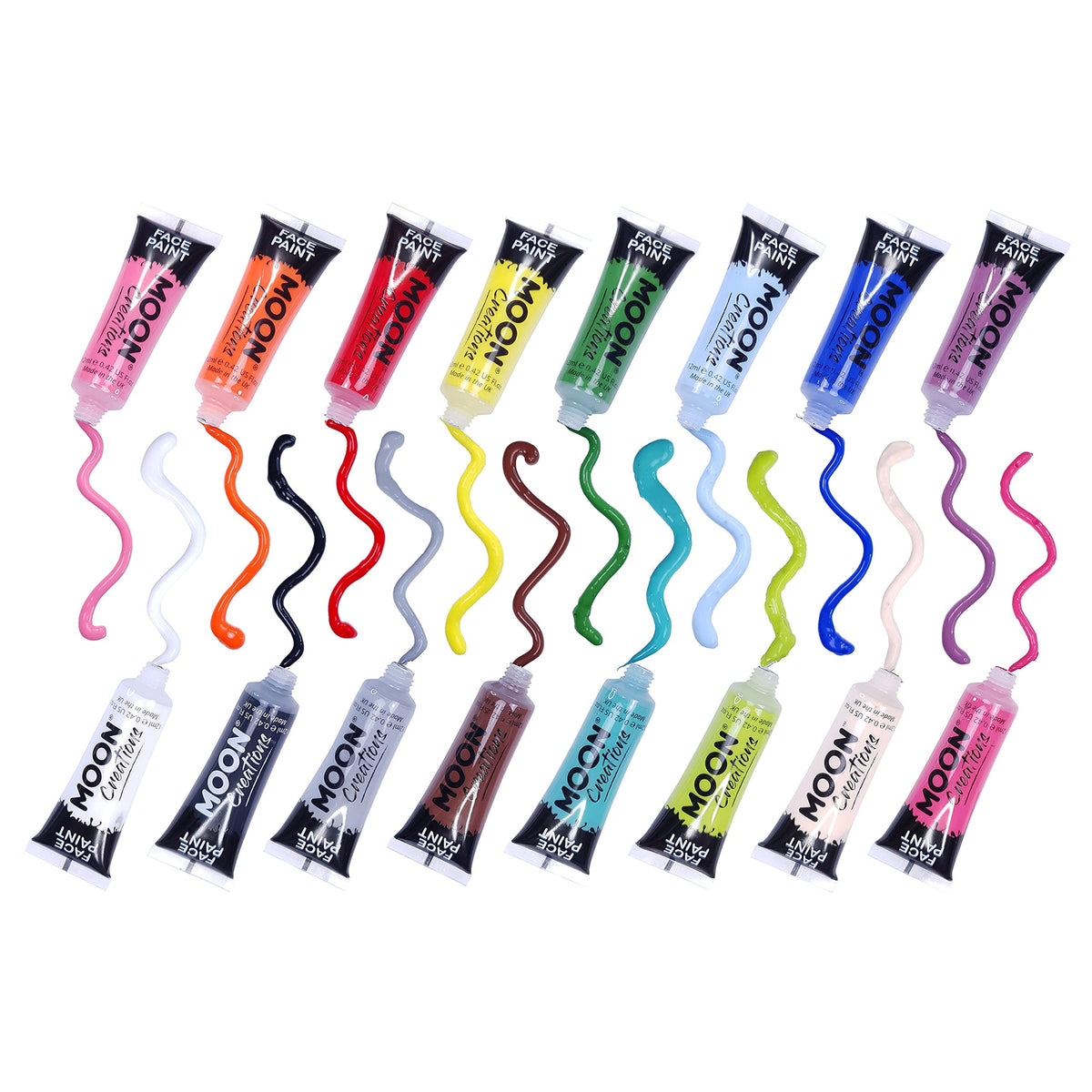 Moon Creations Face & Body Paint Tubes | White | 12ml | Ready to Use Face Paint | No Flake | Cruelty Free, Made in UK | Face Paint for Kids, Adults, Fancy Dress, Festivals, Halloween & More